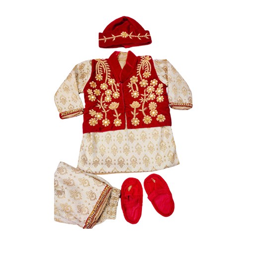 Red Rice Feeding (Pasni) Dress,0-6 Months