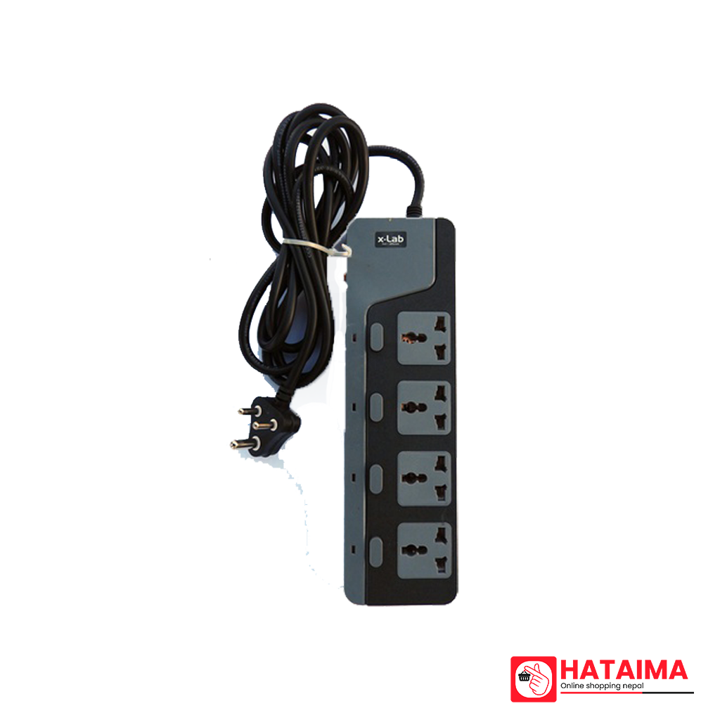 xLab 4 Universal Sockets - 2.5 Meters, Pure Copper Power Extension Cord with 4 Individual Switches (XEC-440N25)