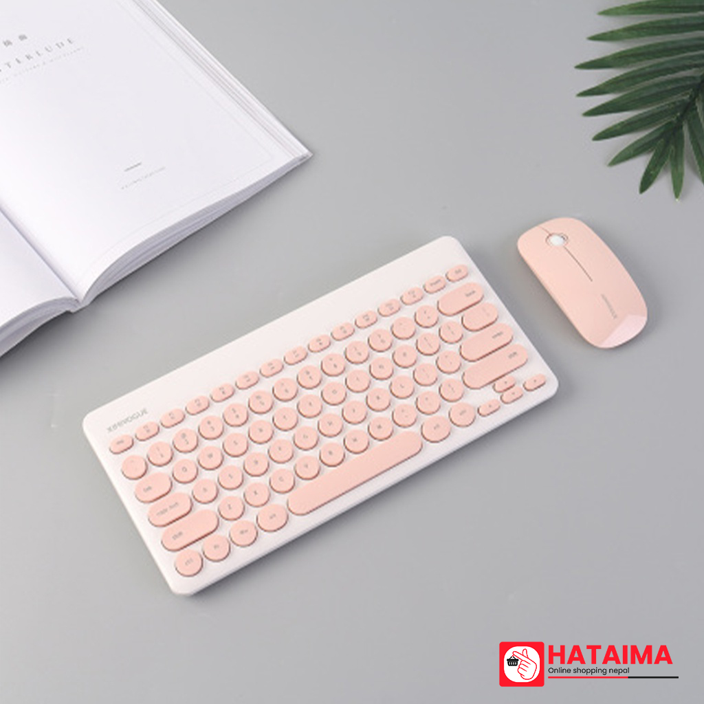 Stylish Wireless Mouse Keyboard Set IK6620 (Pink)