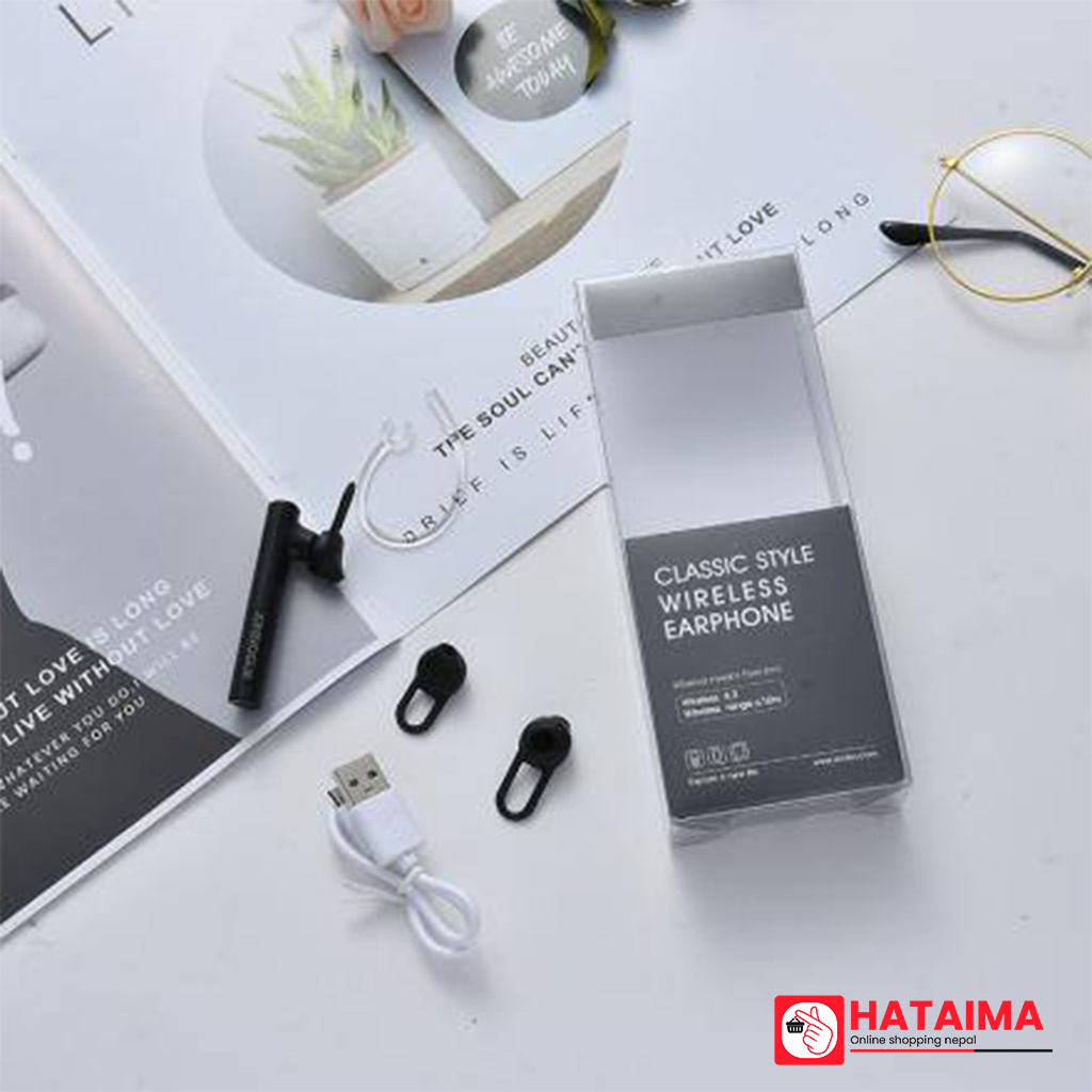 Business Style Metal Bluetooth Earphone (Black)